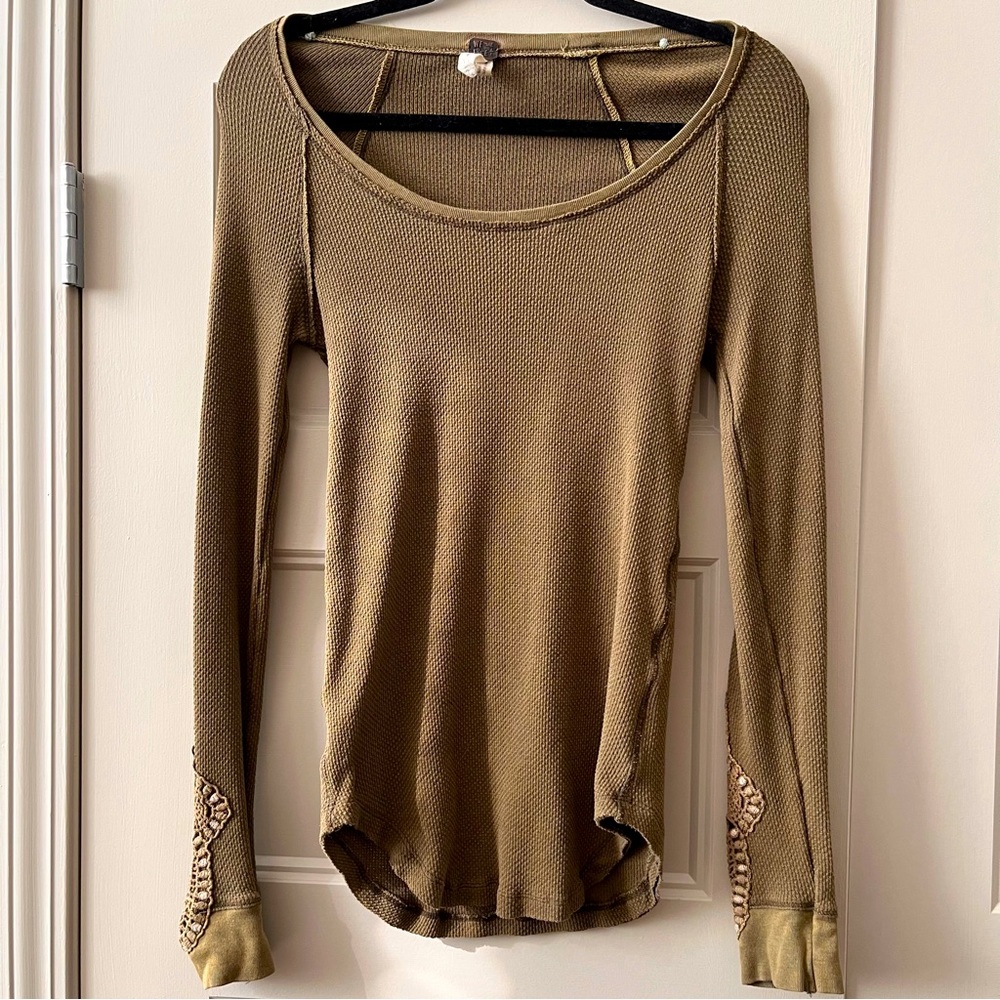 Free People Thermal Crotchet Detailed Long Sleeve Shirt